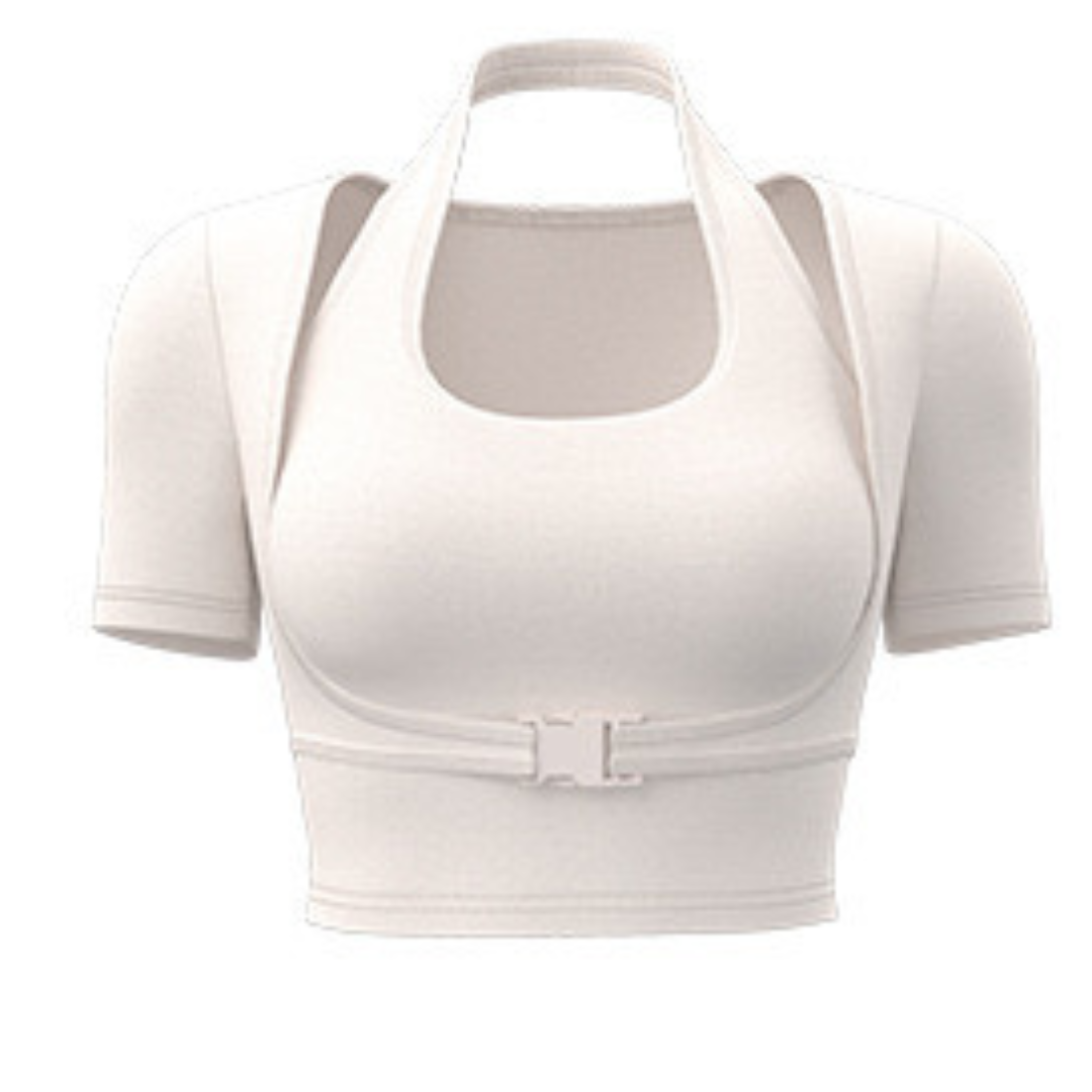 Meat-covering right-shoulder top