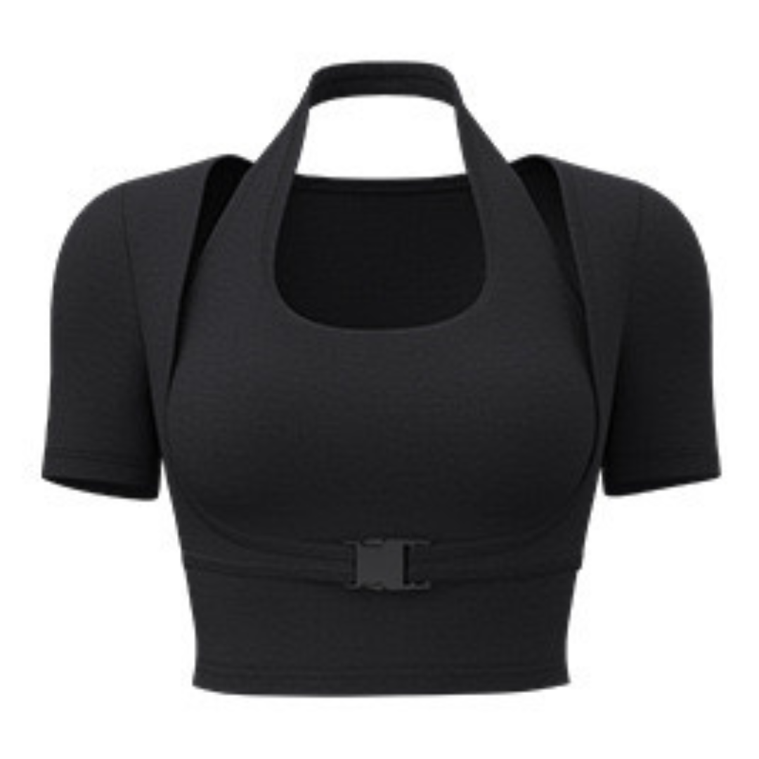Meat-covering right-shoulder top